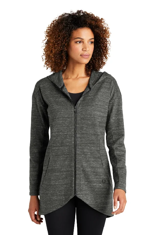 Relaxed Fits Ogio Womens Flux Full Zip Hooded Sweatshirt Hoodie w/ Pockets - Heather Tarmac Grey