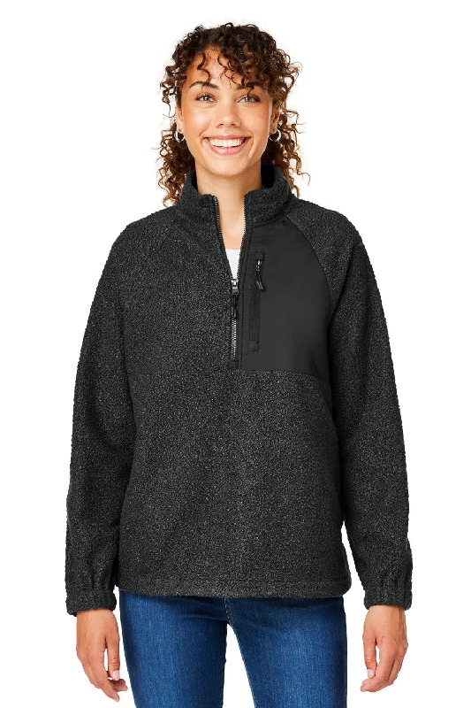 High-quality Design North End Womens Aura Sweater Fleece 1/4 Zip Sweatshirt w/ Pockets - Black