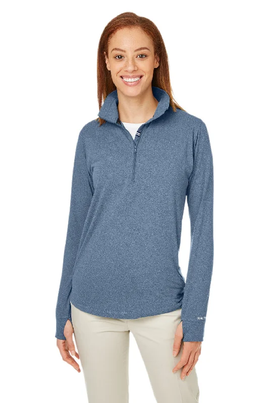 Easy Chic Nautica Womens Saltwater UPF 40+ 1/4 Zip Sweatshirt - Faded Navy Blue
