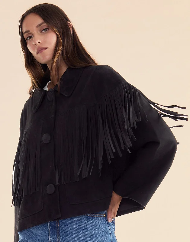 Effortless Wear Carrie Cropped Fringe Suede Jacket