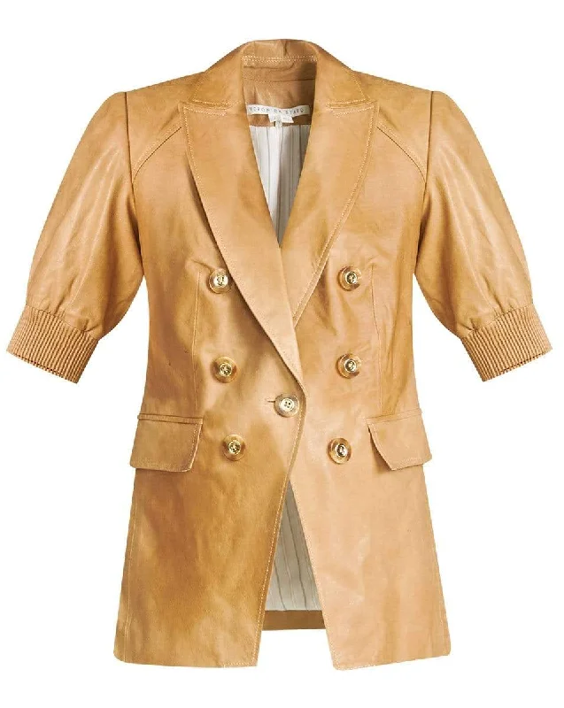 Sporty Wear Edra Leather Dickey Jacket - Khaki