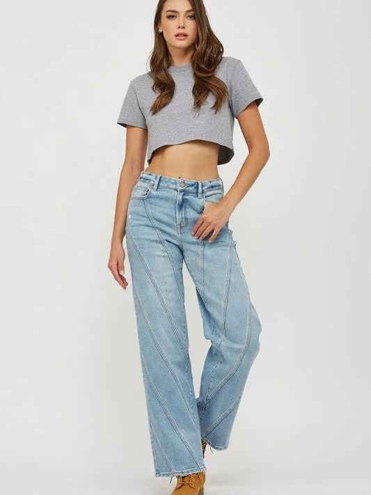 Noble And Elegant HIDDEN Logan Multi Seam High Rise Dad Jeans