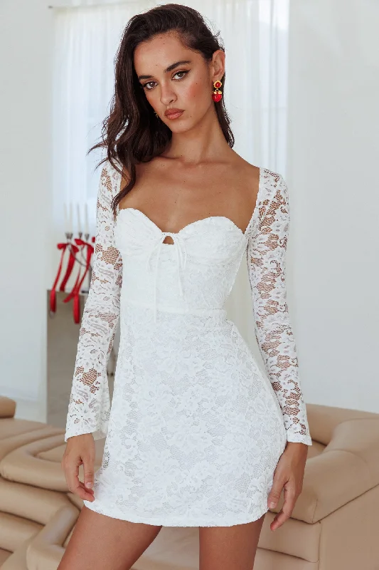 Easy-to-Wear Like An Angel Long Sleeve Lace Dress White