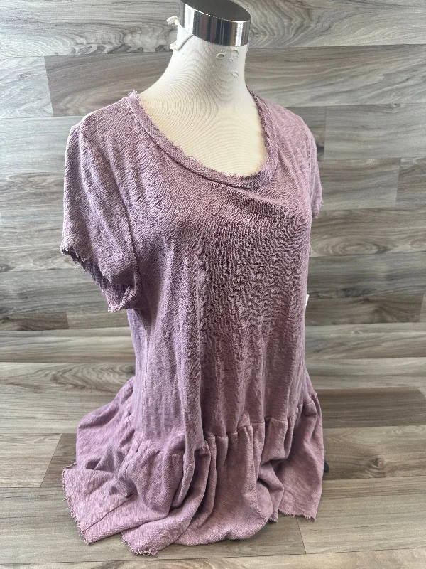 Elegant Style Top Short Sleeve Basic By Altard State In Purple, Size: L