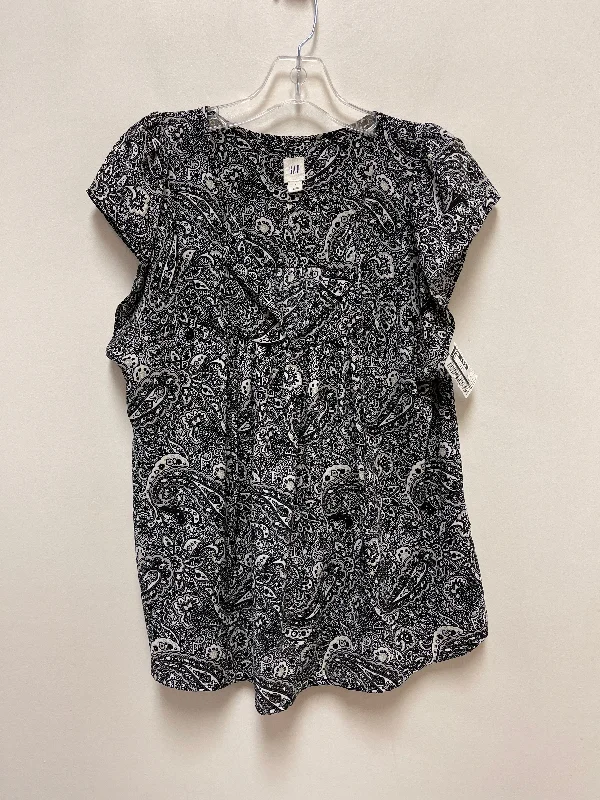 High-end Design Top Short Sleeve By Gap In Black & Grey, Size: S