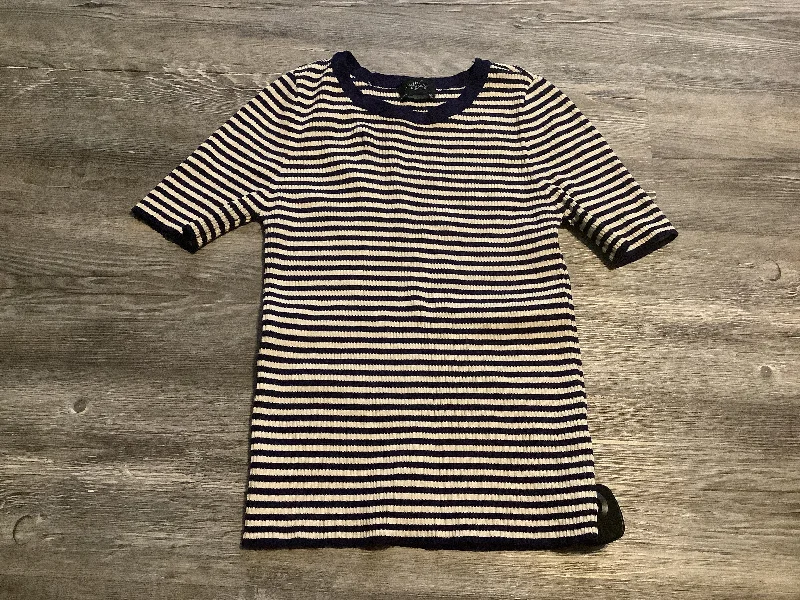 European Plan Top Short Sleeve By Milly In Striped Pattern, Size: M