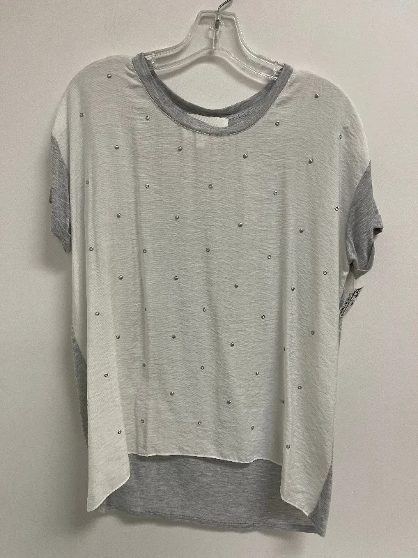 Energy Plan Top Short Sleeve By Two By Vince Camuto In Grey & White, Size: M