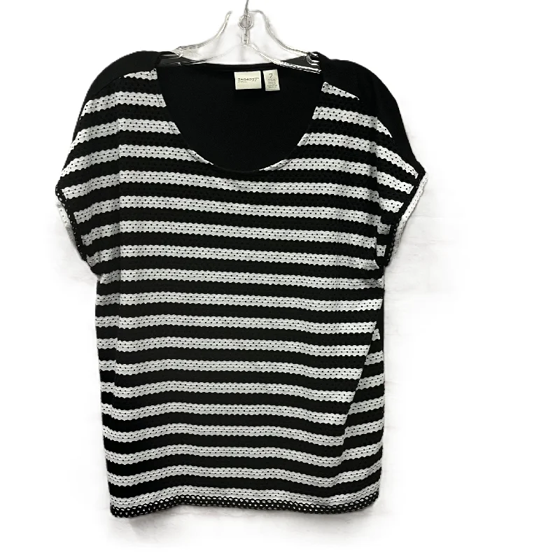 Modernism Top Short Sleeve By Zenergy By Chicos In Black & White, Size: L