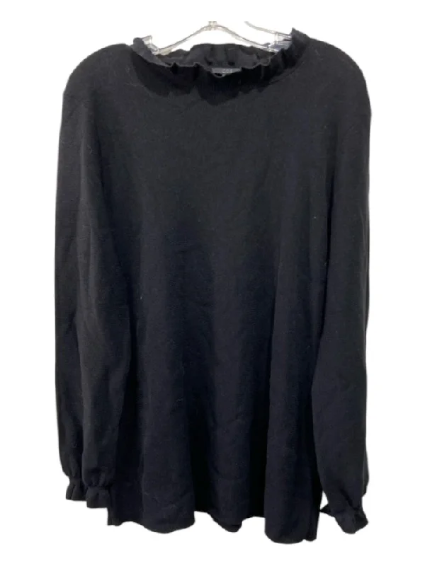 Unique Prints COS Size L Black Wool Scoop Neck Long Sleeve Top