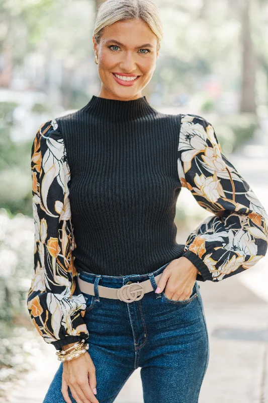 British Style More Than Love Black Floral Blouse