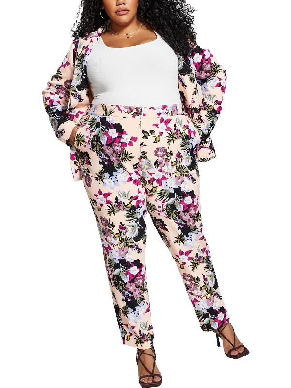 Soft Clothing Plus    Womens High Rise Floral Skinny Pants