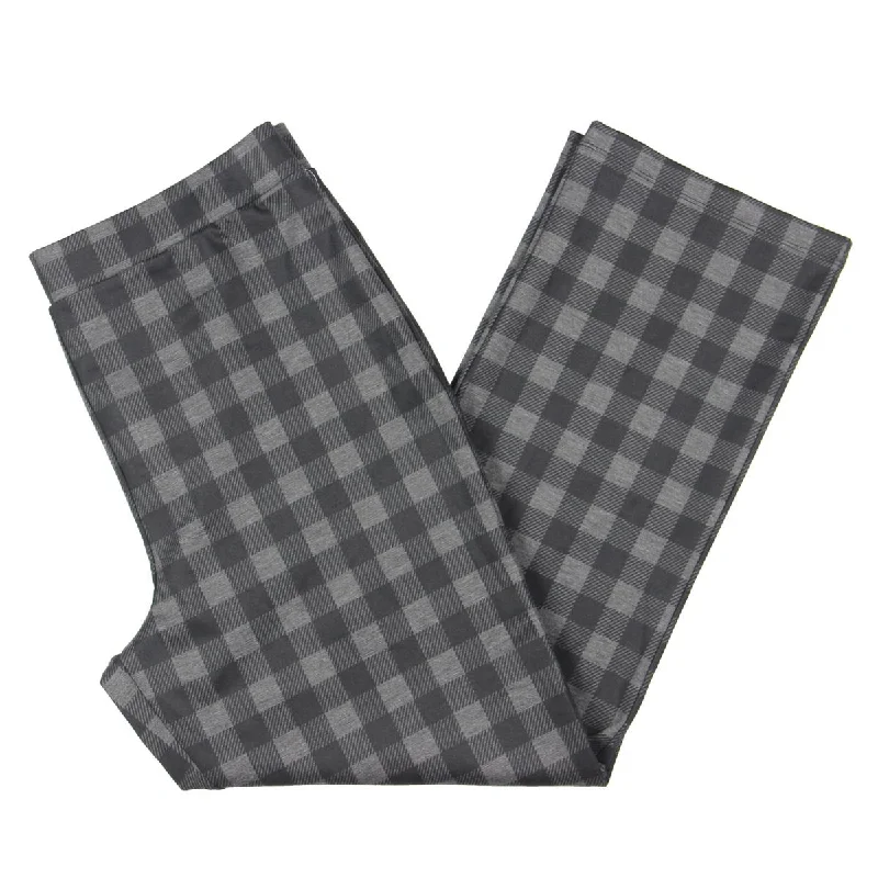 Light Comfort Womens Checkered Mid Rise Straight Leg Pants