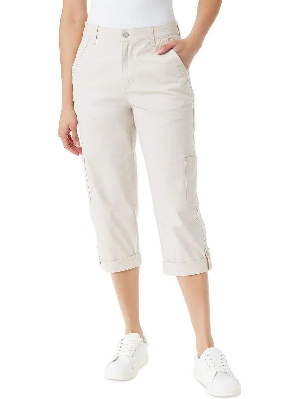 Effortless Style Womens High Rise Cargo Capri Pants