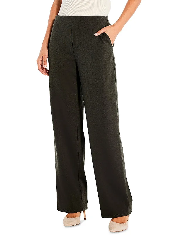 Elegant Wear Womens High Rise Solid Wide Leg Pants