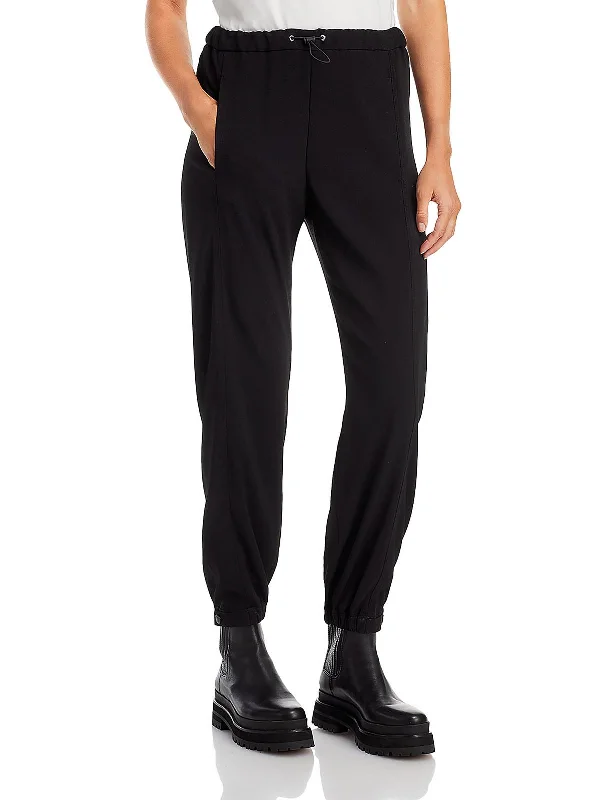 Slightly Flared Design Womens Satin High Rise Jogger Pants