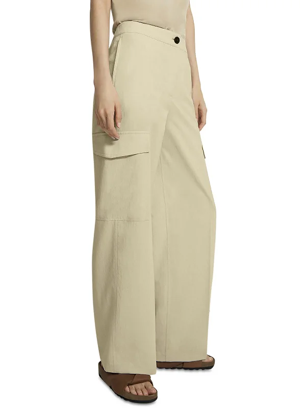 Relaxed Dresses Womens Solid Polyester Cargo Pants